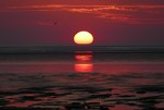 Letztes Licht beim Sonnenuntergang an der Nordsee